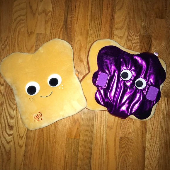 Yummy World Peanut Butter and Jelly Sandwich 2-Piece Shiny Plush Pillow - Picture 1 of 5